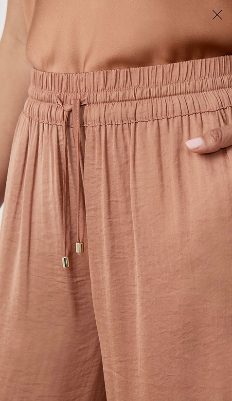 Wide-leg satin pants, Rose Blush.